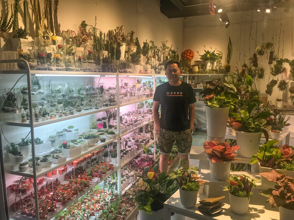 Tony with plants